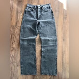 Pistola High Rise Cotton Straight Leg‎ Black Distressed Denim Jeans Pants 26